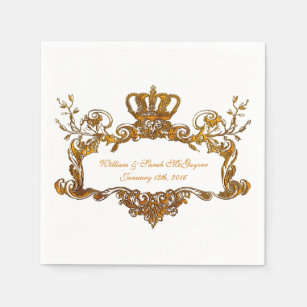 Elegant Regal Wedding Gold Text Paper Napkins Servet