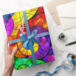 Elegant regenboog gebrandschilderd glas patroon cadeaupapier