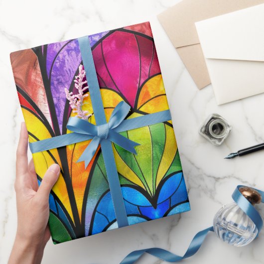 Elegant regenboog gekleurd glaspatroon cadeaupapier (Geschenken)