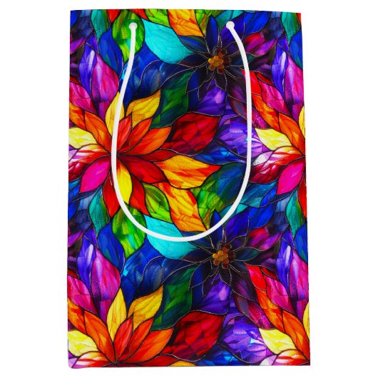 Elegant regenboog gekleurd glaspatroon medium cadeauzakje (Voorkant)