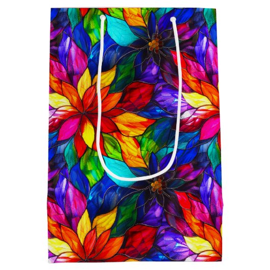 Elegant regenboog gekleurd glaspatroon medium cadeauzakje (Achterkant)