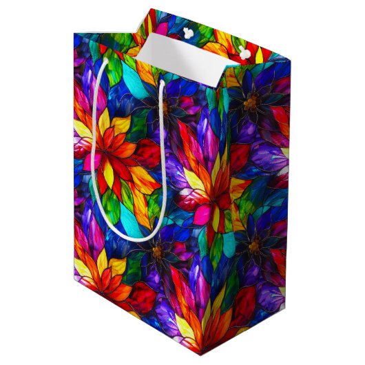 Elegant regenboog gekleurd glaspatroon medium cadeauzakje (Achterkant Gekanteld)