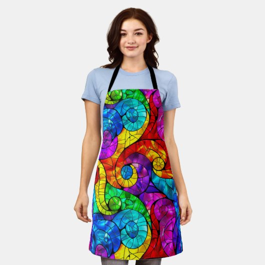 Elegant regenboog gekleurd glaspatroon schort (Gedragen)