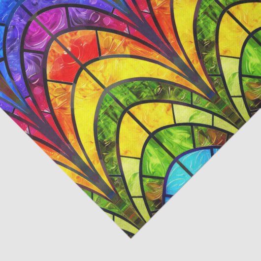 Elegant regenboog gekleurd glaspatroon tissuepapier (Detail)