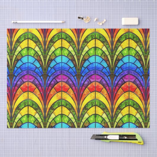 Elegant regenboog gekleurd glaspatroon tissuepapier (Craft)