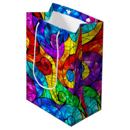 Elegant Regenboog Glas-in-Lood Patroon Medium Cadeauzakje