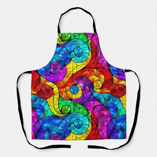 Elegant Regenboog Glas-in-Lood Patroon Schort (Voorkant)