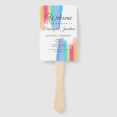 Elegant regenboog huwelijksceremonie programma handwaaier (Voorkant)