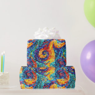 Elegant regenboog juweeltoon mozaïek glaspatroon cadeaupapier