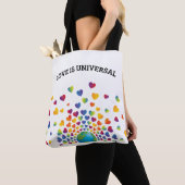 Elegant regenboog van harten ontwerp tote bag (Dichtbij)