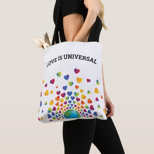 Elegant regenboog van harten ontwerp tote bag (Dichtbij)