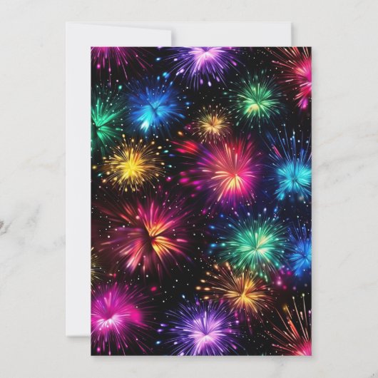 Elegant Regenboog Vuurwerk Goud Lijst Bruiloft Kaart (Achterkant)