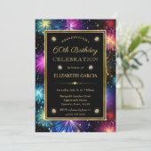 Elegant Regenboog Vuurwerk Lijst 60e Verjaardag Kaart (Staand voorkant)