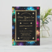 Elegant Regenboog Vuurwerk Lijst Oud en Nieuw Kaart (Staand voorkant)