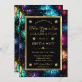 Elegant Regenboog Vuurwerk Lijst Oud en Nieuw Kaart (Voorkant / Achterkant)