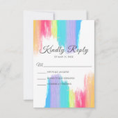 Elegant regenboog Waterverf LGBT Weddenschap Verti RSVP Kaartje (Voorkant)