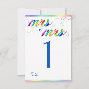 Elegant regenboogforel Gay Wedding Table Number Kaart