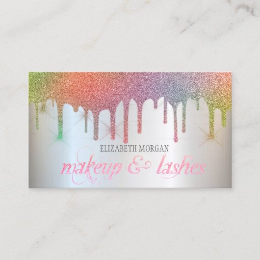 Elegant regenbooglitter drijft professioneel moder visitekaartje (Voorkant)