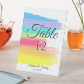 Elegant regenboogrondzendmonogram reclamebord met voetstuk (Insitu)