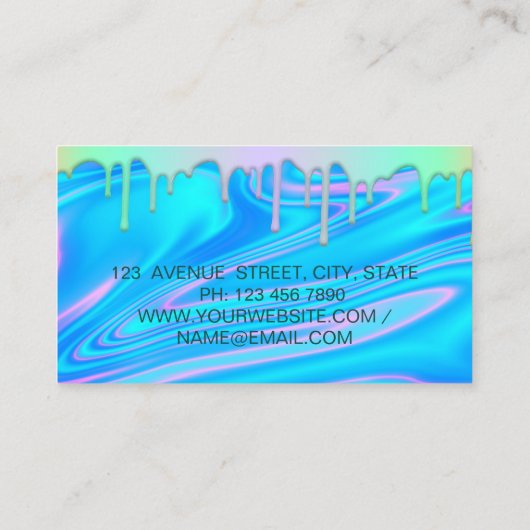Elegant regenboogschaar Holografisch haar Visitekaartje (Achterkant)