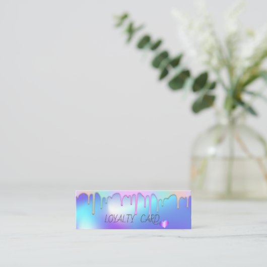 Elegant regenboogschijven Harten,holografisch Klantenkaartje (Staand voorkant)