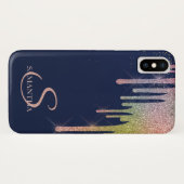 Elegant regenboogstaartrommels, marineblauw Case-Mate iPhone case (Achterkant (horizontaal))