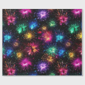 Elegant regenboogvuurwerk op zwarte achtergrond cadeaupapier (Vlak)