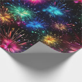 Elegant regenboogvuurwerk op zwarte achtergrond cadeaupapier (Hoek)