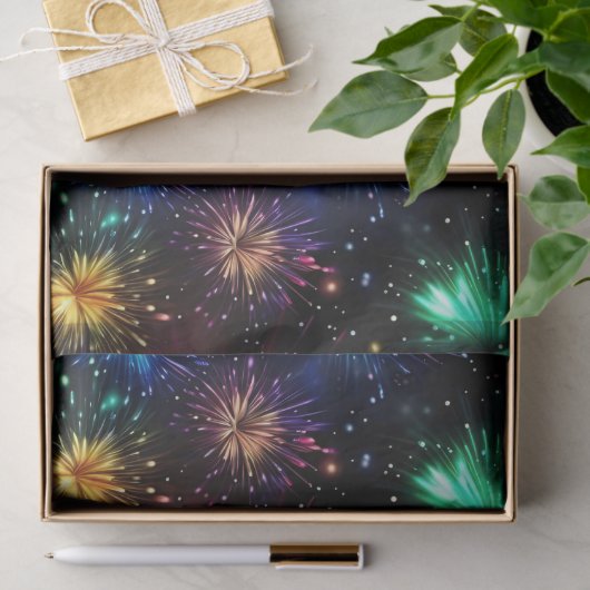 Elegant regenboogvuurwerk op zwarte achtergrond tissuepapier (Geschenk)