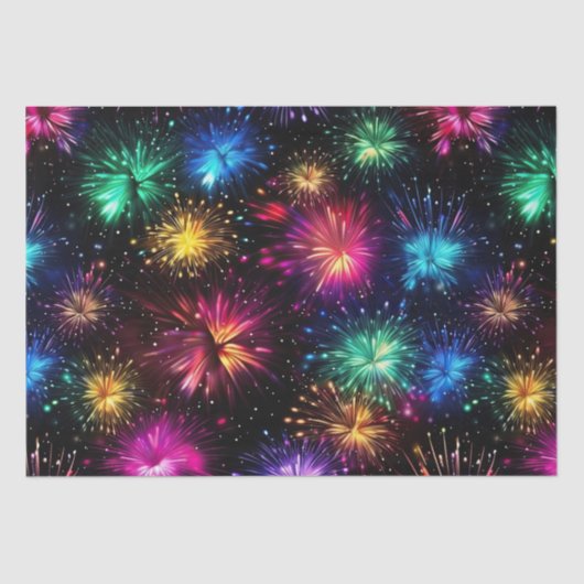 Elegant regenboogvuurwerk op zwarte achtergrond tissuepapier (Voorkant)