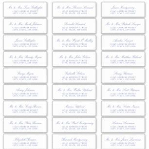 Elegant Regency Blue Script Guest Adresetiketten Sticker