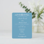 Elegant Regency Blue Vintage Wedding Invitation Kaart (Staand voorkant)