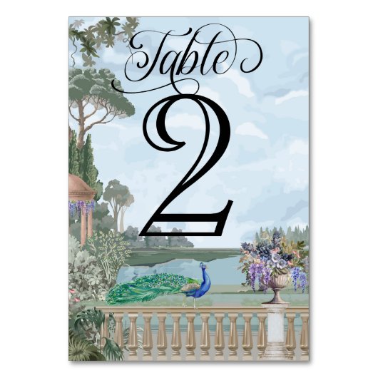 Elegant Regency Era Peacock  Tuin Bruiloft Kaart (Achterkant)