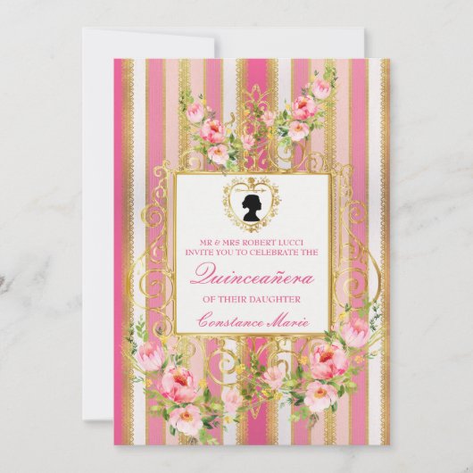 Elegant Regency Era Quinceanera Uitnodiging (Voorkant)
