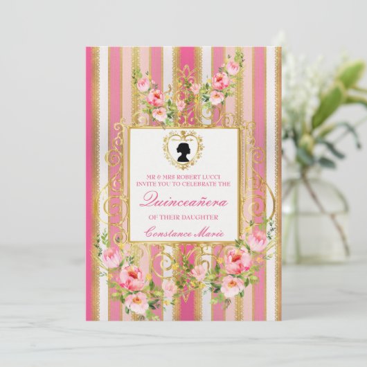 Elegant Regency Era Quinceanera Uitnodiging (Staand voorkant)