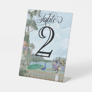 Elegant Regency Era Tuin Trouwtafel Nummer Reclamebord Met Voetstuk