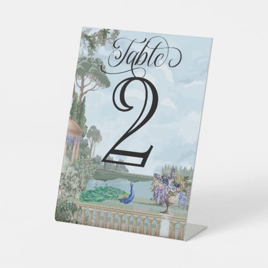 Elegant Regency Era Tuin Trouwtafel Nummer Reclamebord Met Voetstuk (Voorkant)
