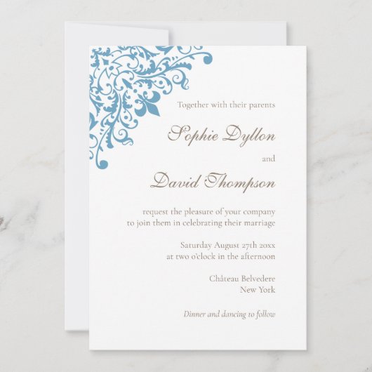 Elegant Regency French Blue Fleur de Lis Pattern Kaart (Voorkant)