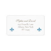Elegant Regency French Blue Fleur de Lis Wedding Etiket (Voorkant)
