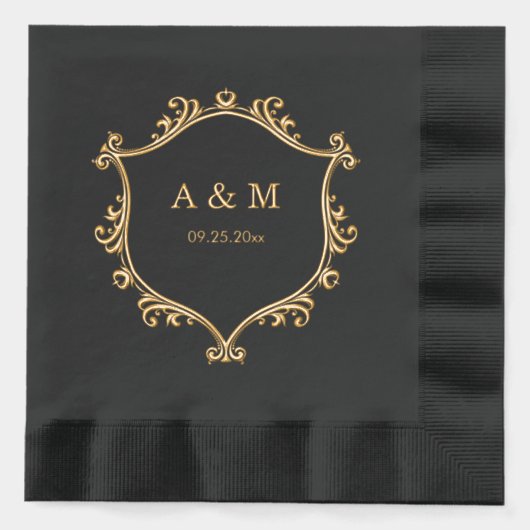 Elegant Regency Monogram Huwelijk Folie Servetten (Voorkant)