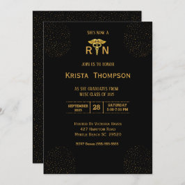 Elegant Registered Nurse Afstuderen Black Gold Inv Kaart