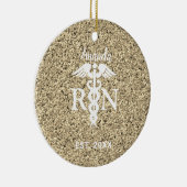 Elegant Registered Nurse Gold Glitter Personalized Keramisch Ornament (Rechts)