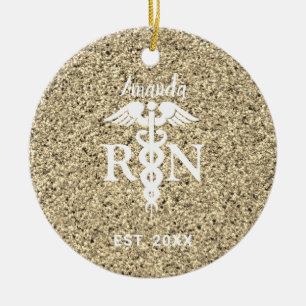 Elegant Registered Nurse Gold Glitter Personalized Keramisch Ornament