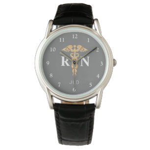 Elegant Registered Zurse Grey Monogram Mannen Horloge