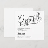Elegant "Regretully" Geannelde bruiloft Kaart (Voorkant / Achterkant)