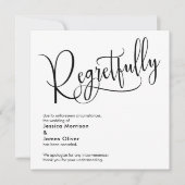 Elegant "Regretully" Geannelde bruiloft Kaart (Voorkant)