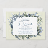 Elegant Rehearsal Dinner Blue Floral Greenery Kaart (Voorkant)