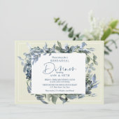 Elegant Rehearsal Dinner Blue Floral Greenery Kaart (Staand voorkant)