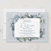Elegant Rehearsal Dinner Blue Floral Wreater Kaart (Voorkant)
