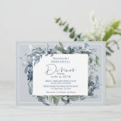 Elegant Rehearsal Dinner Blue Floral Wreater Kaart (Staand voorkant)